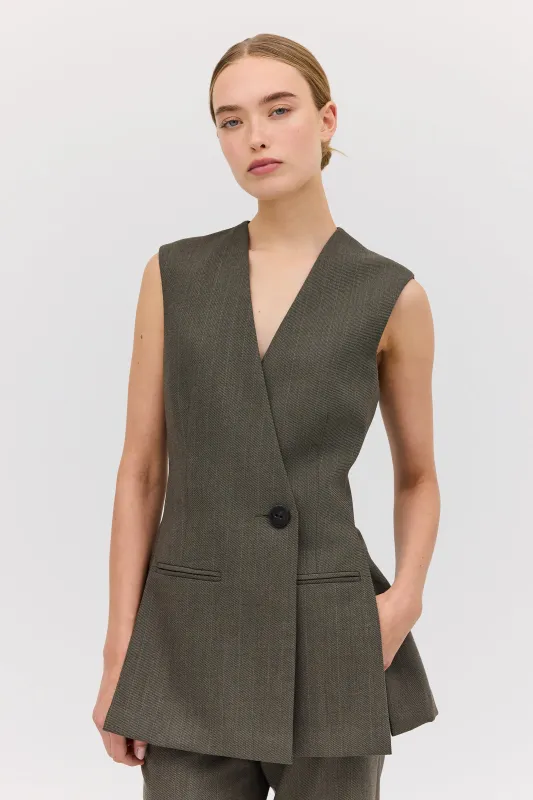 LIQUORICE WOOL ELLIPSIS VEST sold by Bianca Spender