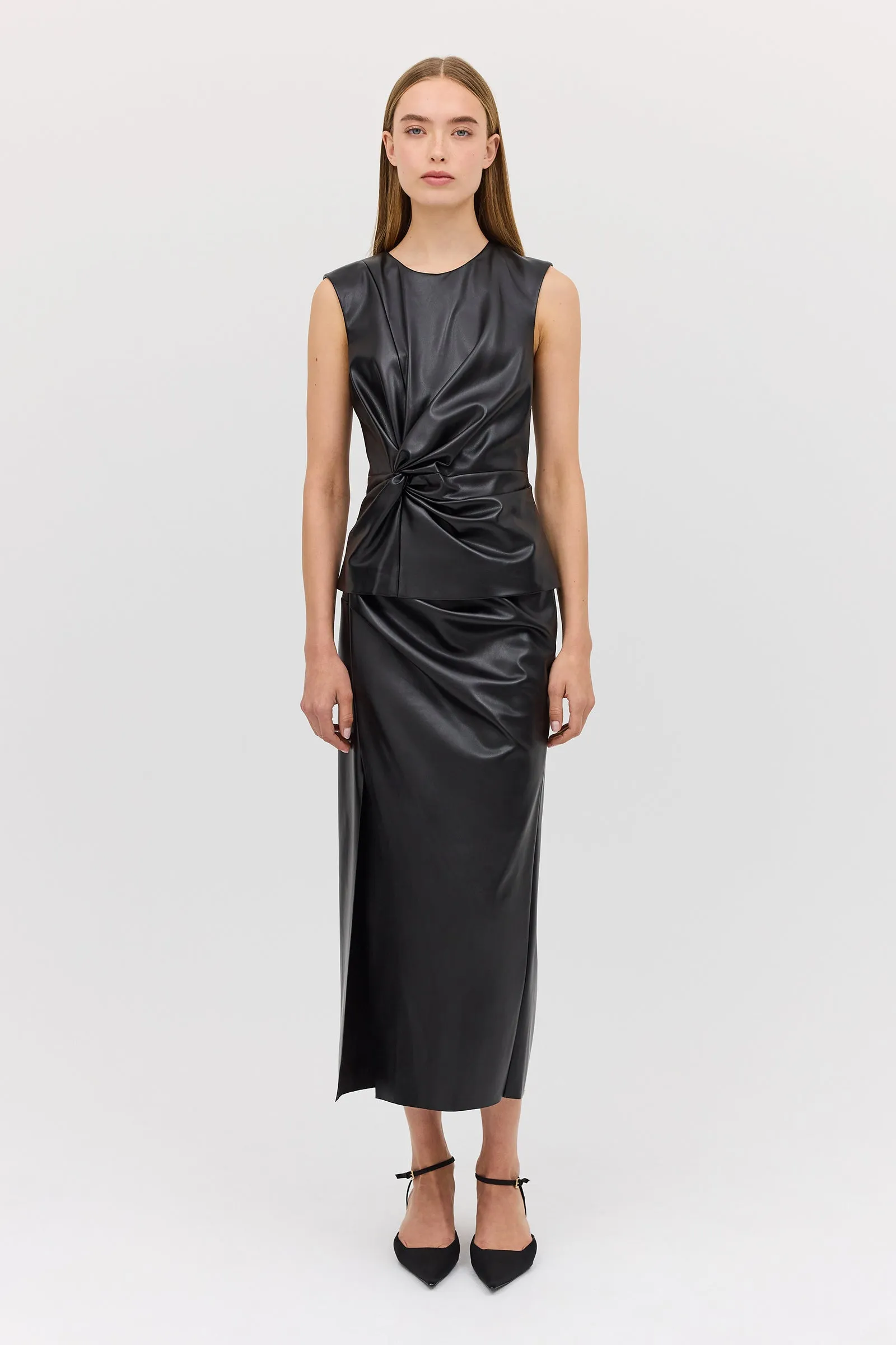 BLACK LEATHERETTE CARESS SKIRT sold by Bianca Spender product image thumbnail 2