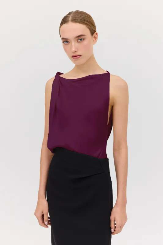 AUBERGINE SATIN ROMA TOP sold by Bianca Spender