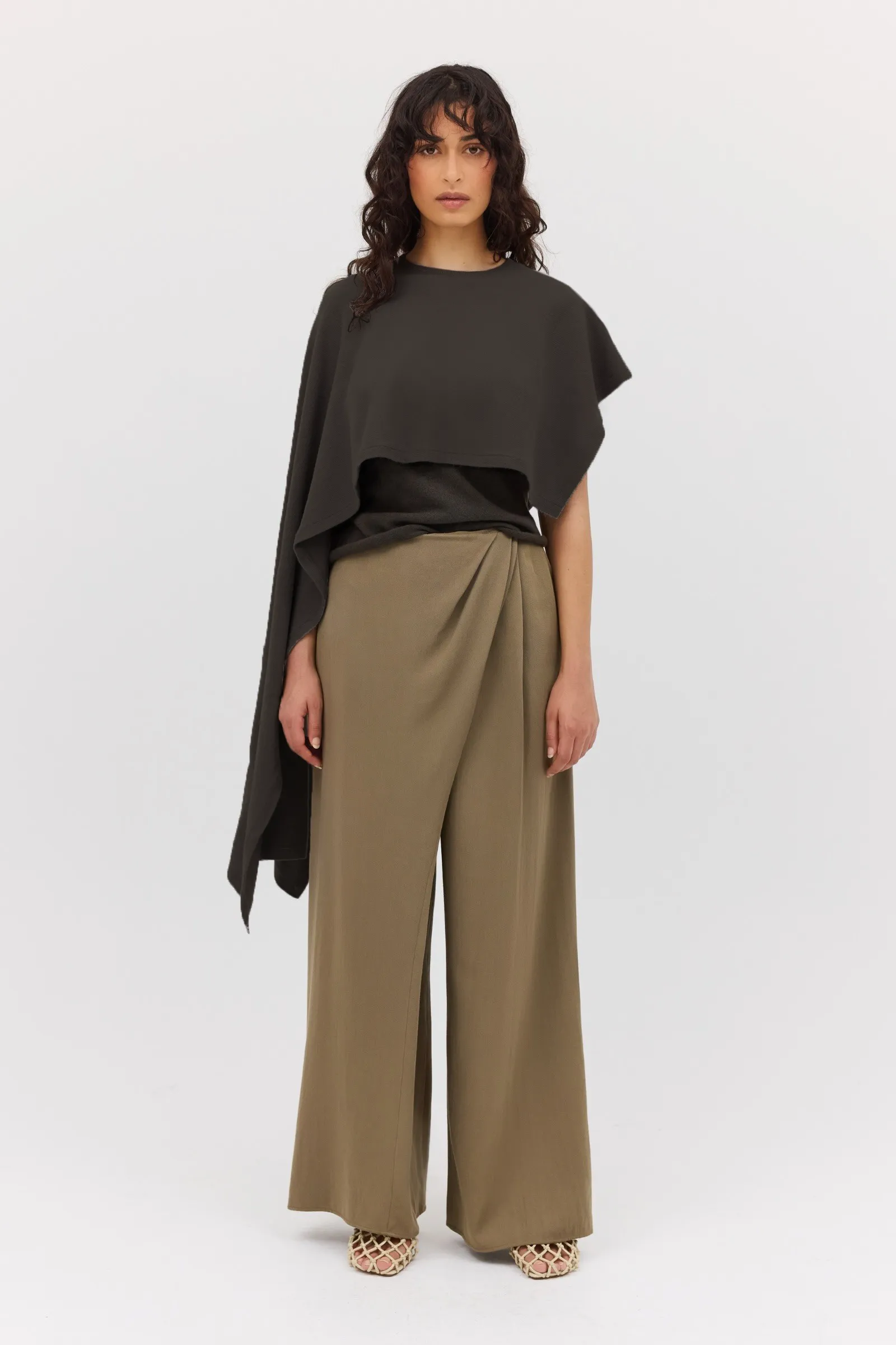 LIQUORICE CASHMERE TRANQUIL KNIT CAPE sold by Bianca Spender product image thumbnail 2