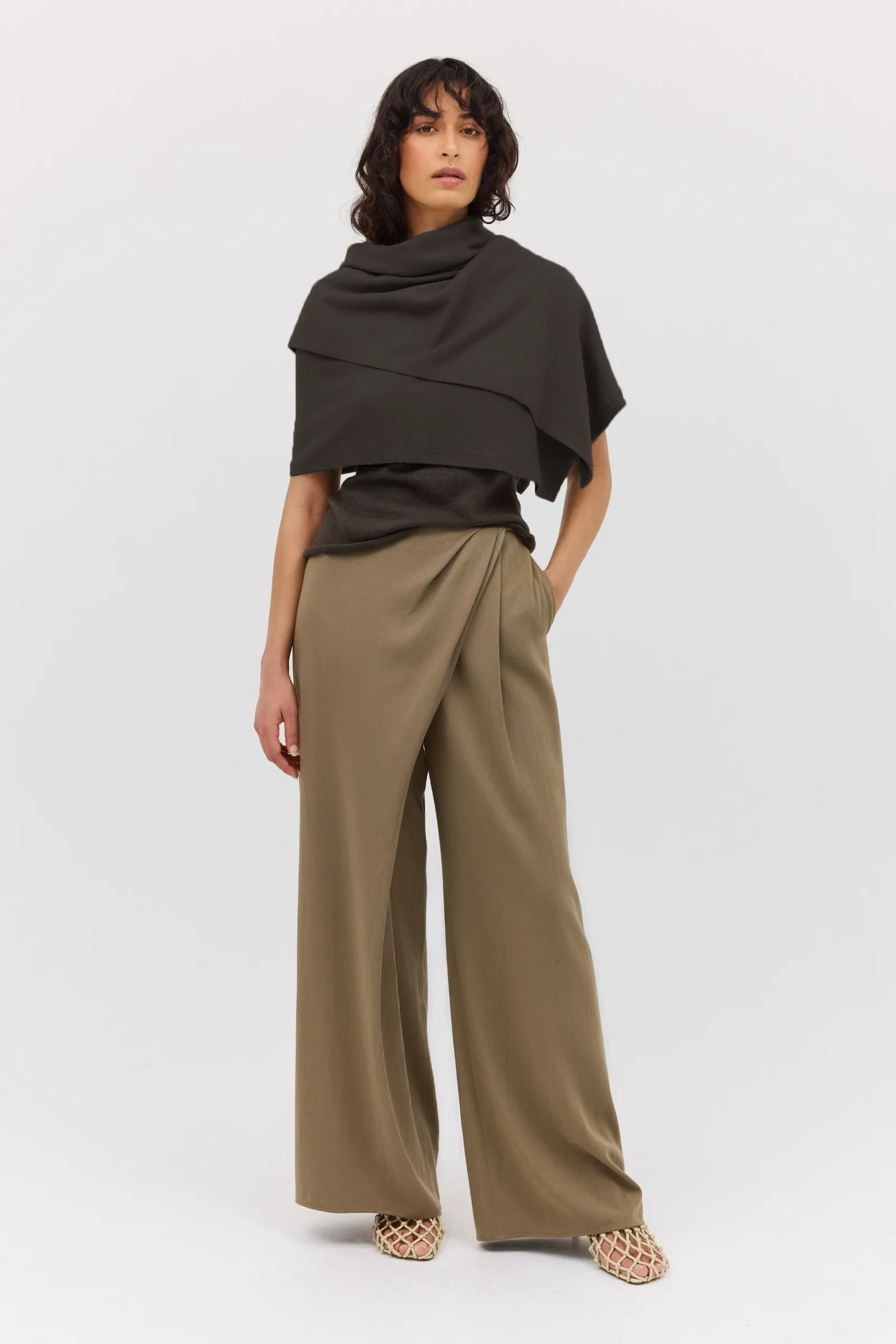 LIQUORICE CASHMERE TRANQUIL KNIT CAPE sold by Bianca Spender product image thumbnail 4