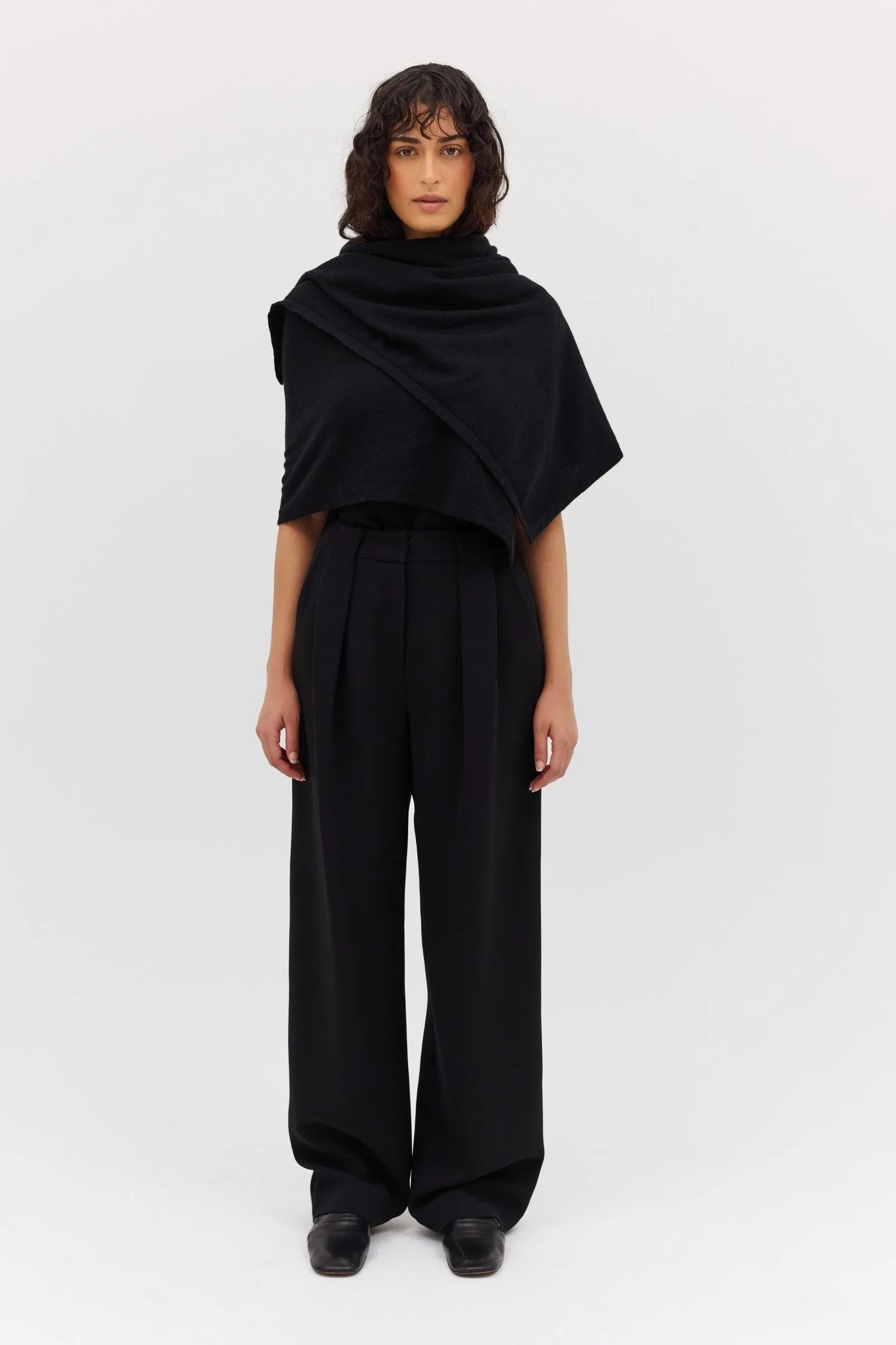 BLACK CASHMERE TRANQUIL KNIT CAPE sold by Bianca Spender product image thumbnail 3