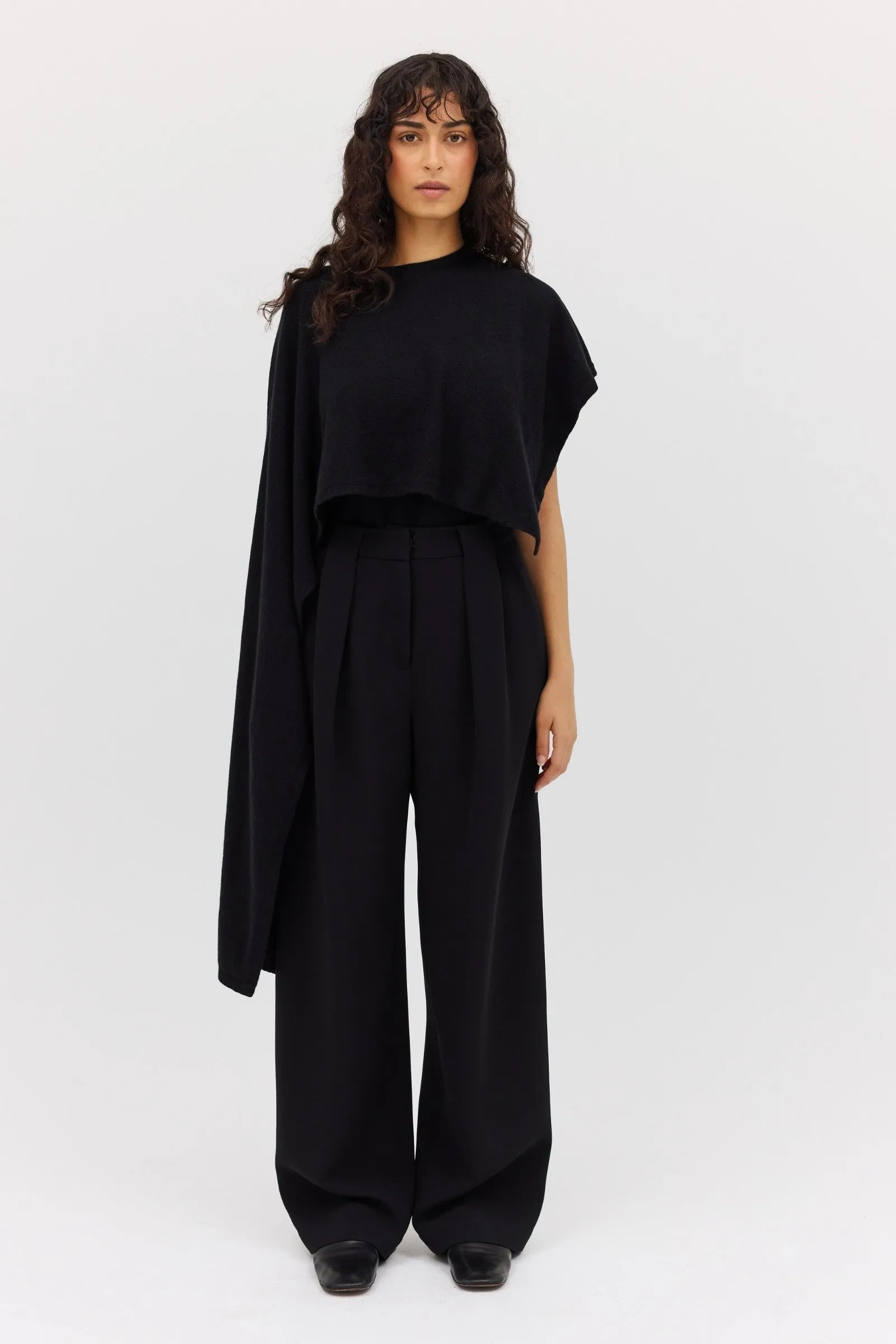 BLACK CASHMERE TRANQUIL KNIT CAPE sold by Bianca Spender product image thumbnail 4