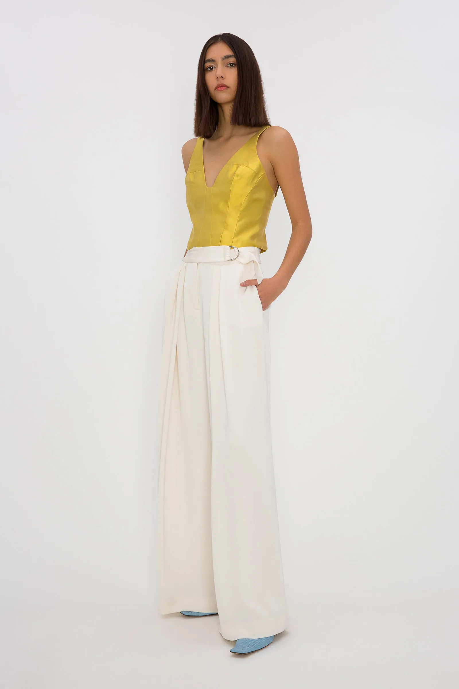 IVORY CREPE PROCESSION PANTS sold by Bianca Spender product image thumbnail 5