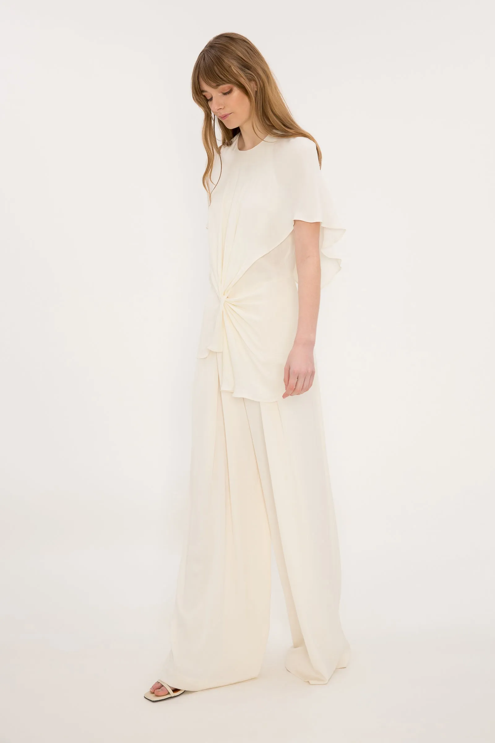 IVORY CREPE PROCESSION PANTS sold by Bianca Spender