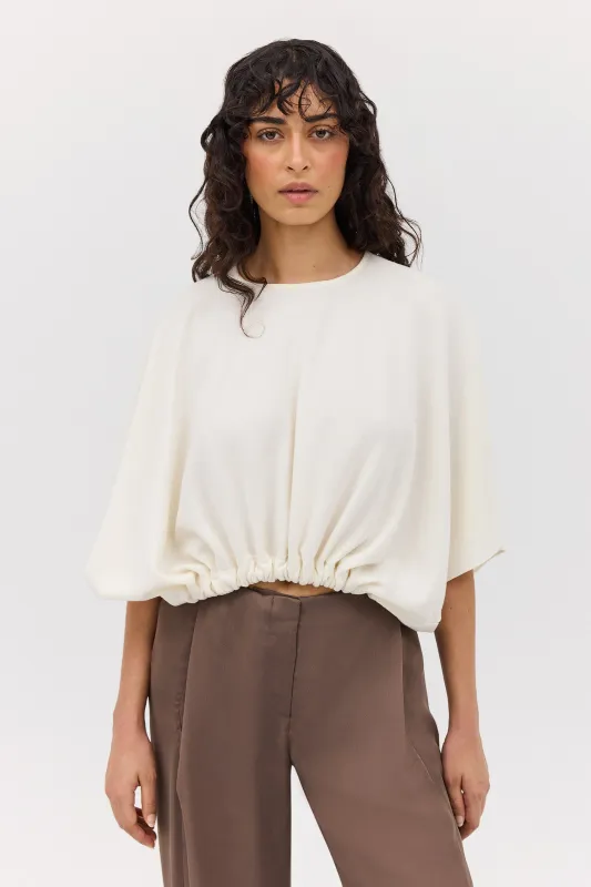 CREAM WOOL JERSEY ENVELOP TOP sold by Bianca Spender