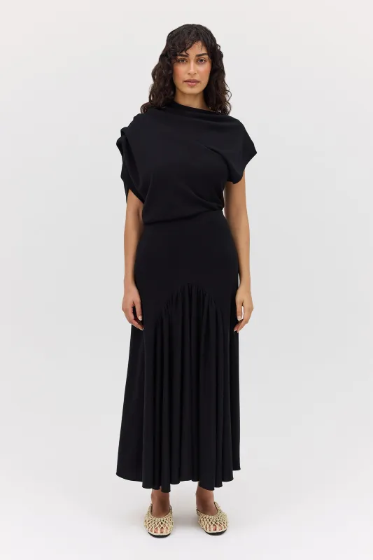 BLACK WOOL JERSEY BRACE SKIRT sold by Bianca Spender