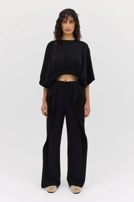 BLACK WOOL JERSEY SIDE VENT PANT sold by Bianca Spender