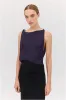 NAVY SATIN CREPE ROMA TOP sold by Bianca Spender