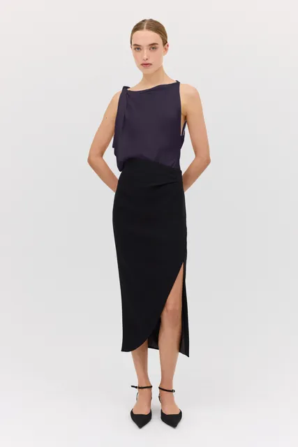 NAVY SATIN CREPE ROMA TOP sold by Bianca Spender product image thumbnail 5