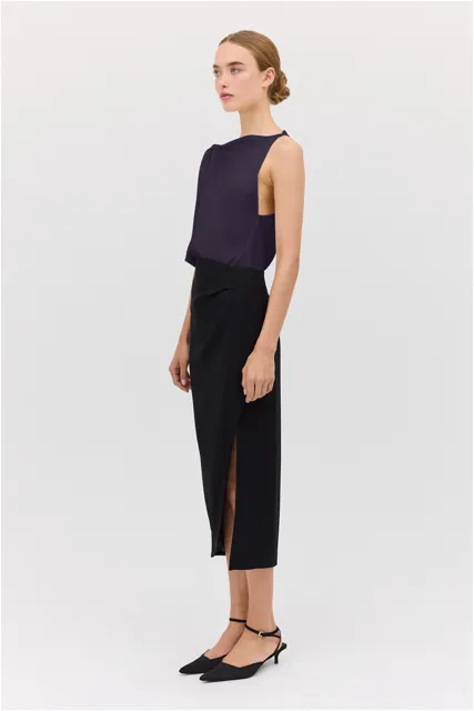 NAVY SATIN CREPE ROMA TOP sold by Bianca Spender product image thumbnail 4