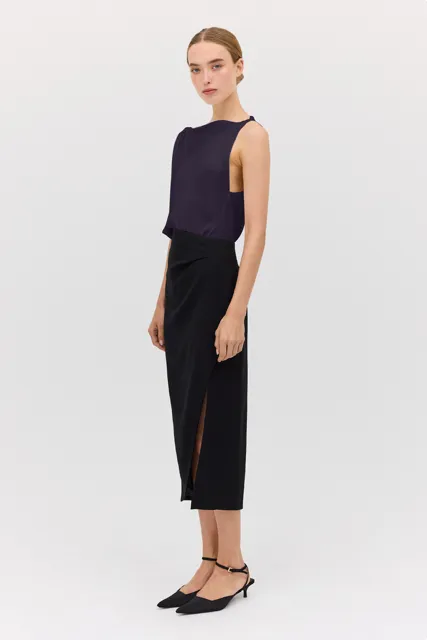 NAVY SATIN CREPE ROMA TOP sold by Bianca Spender product image thumbnail 3