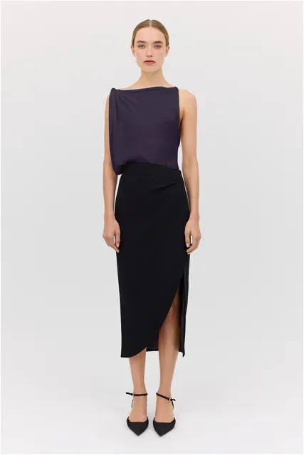 NAVY SATIN CREPE ROMA TOP sold by Bianca Spender product image thumbnail 2