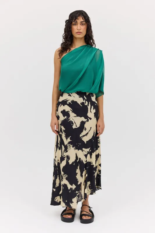 BLACK BLOOM CREPE POISE SKIRT sold by Bianca Spender