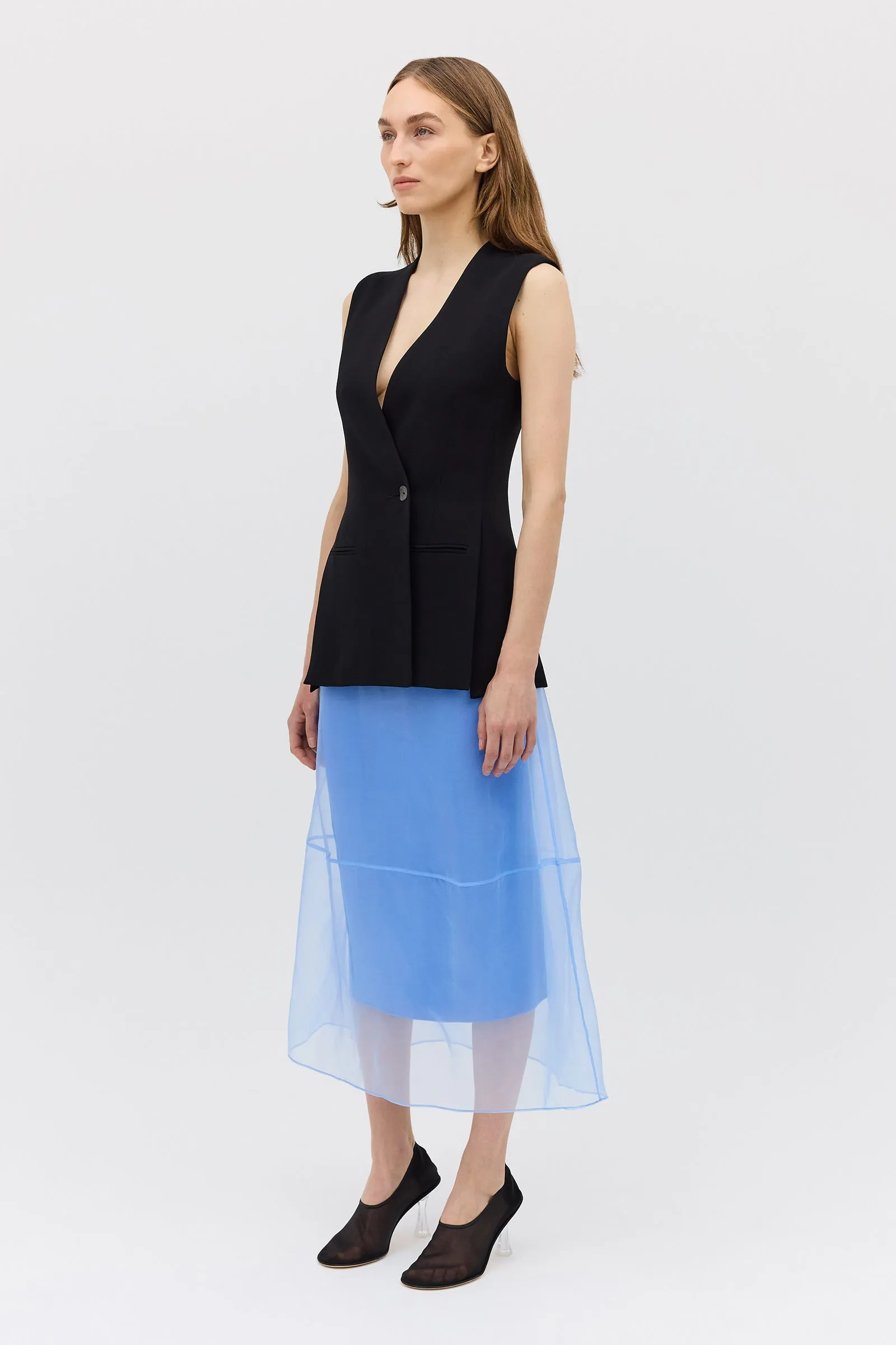 BLACK CREPE ELLIPSIS VEST sold by Bianca Spender product image thumbnail 4