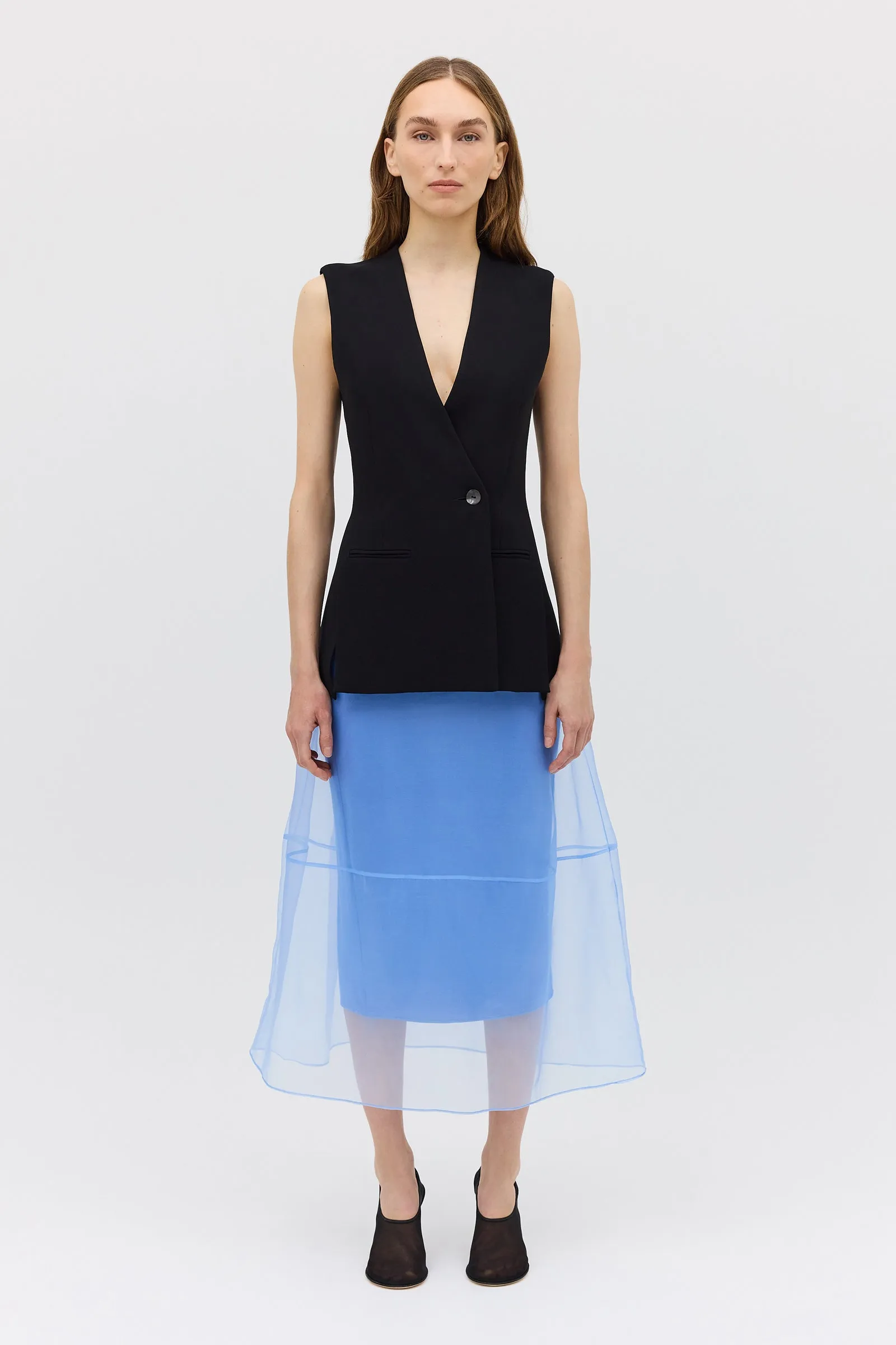 BLACK CREPE ELLIPSIS VEST sold by Bianca Spender