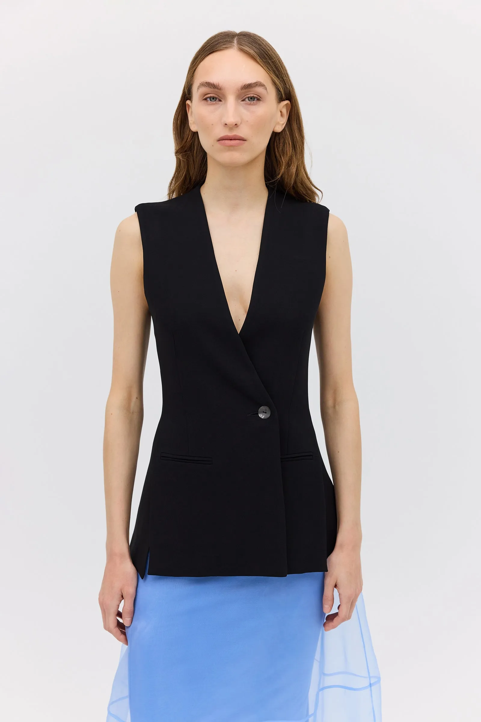 BLACK CREPE ELLIPSIS VEST sold by Bianca Spender product image thumbnail 2