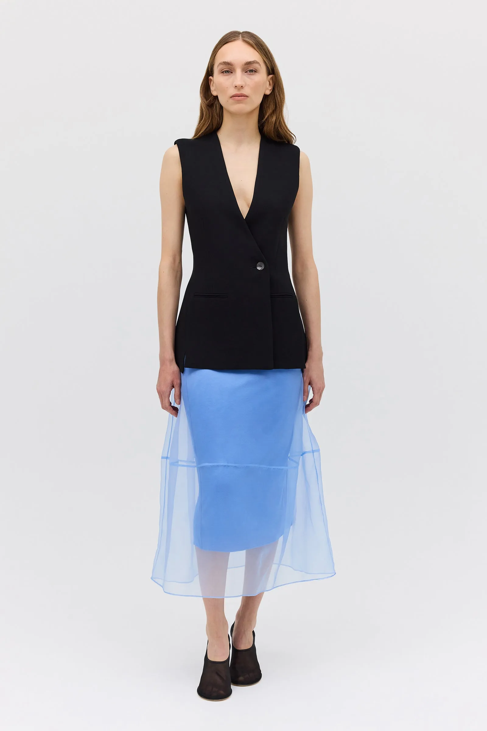 BLACK CREPE ELLIPSIS VEST sold by Bianca Spender product image thumbnail 3