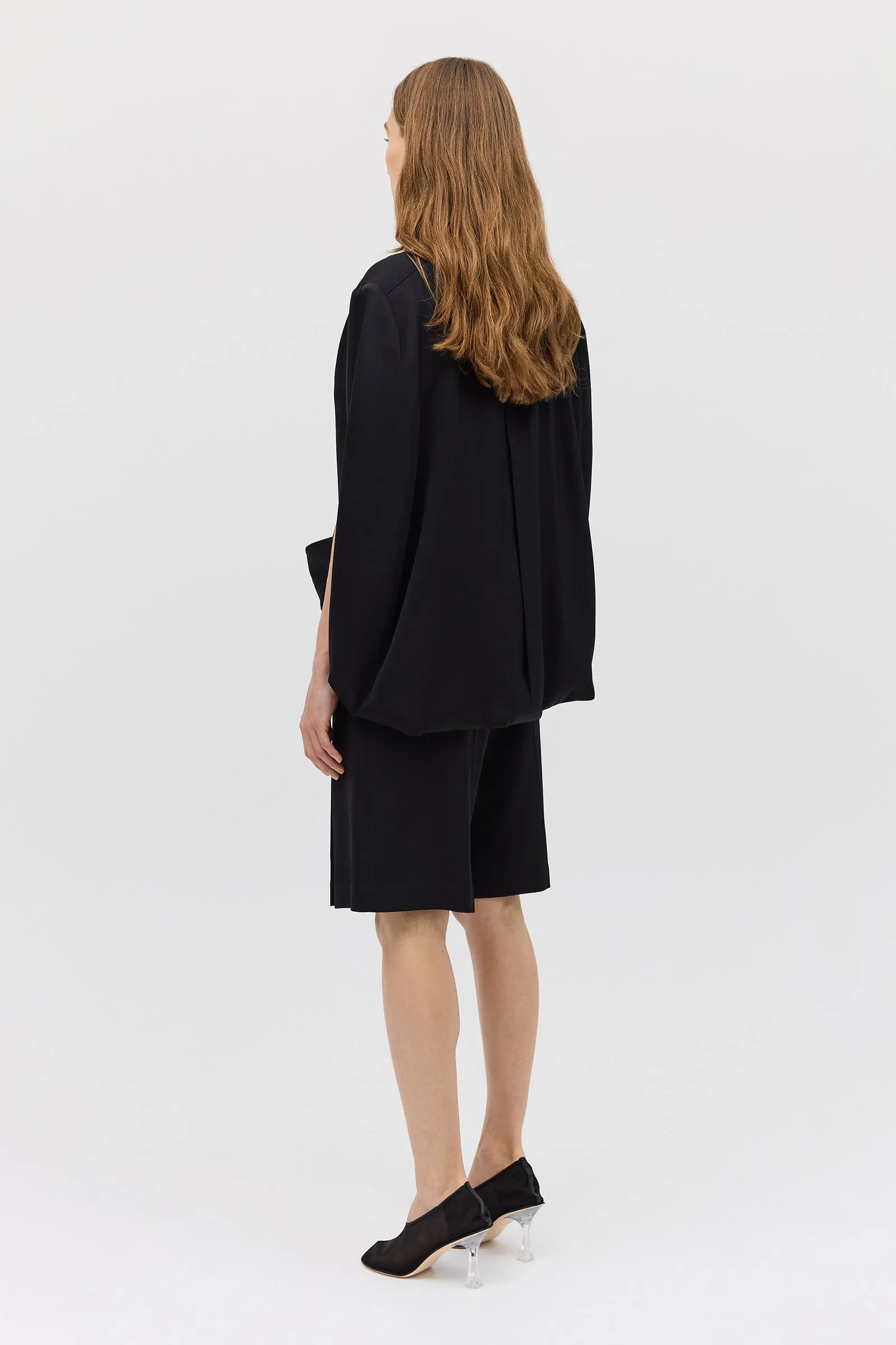 BLACK SATIN SUITING SURGES SHORT sold by Bianca Spender product image thumbnail 5