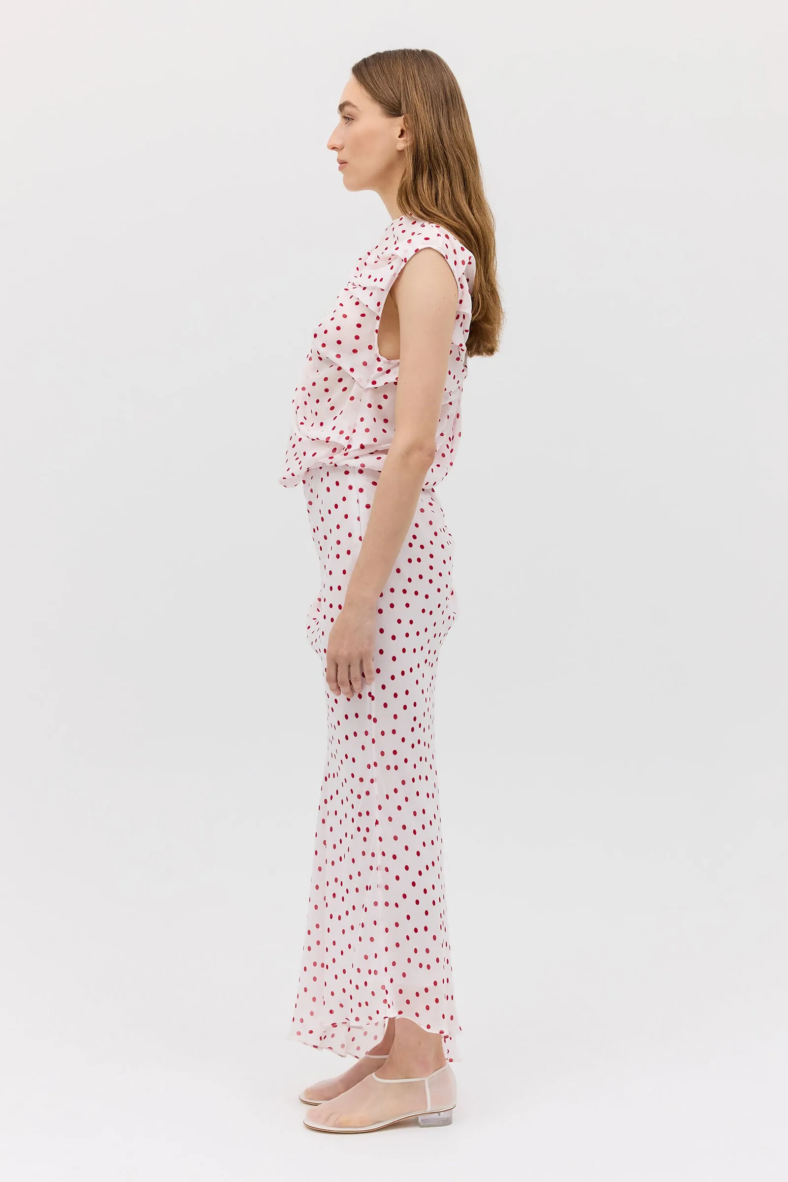 RED POLKA DOT CHIFFON TUMBLE DRESS sold by Bianca Spender product image thumbnail 5