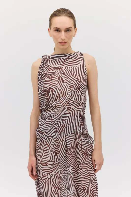 WHIRLPOOL STRIPE SILK ROMA TOP sold by Bianca Spender