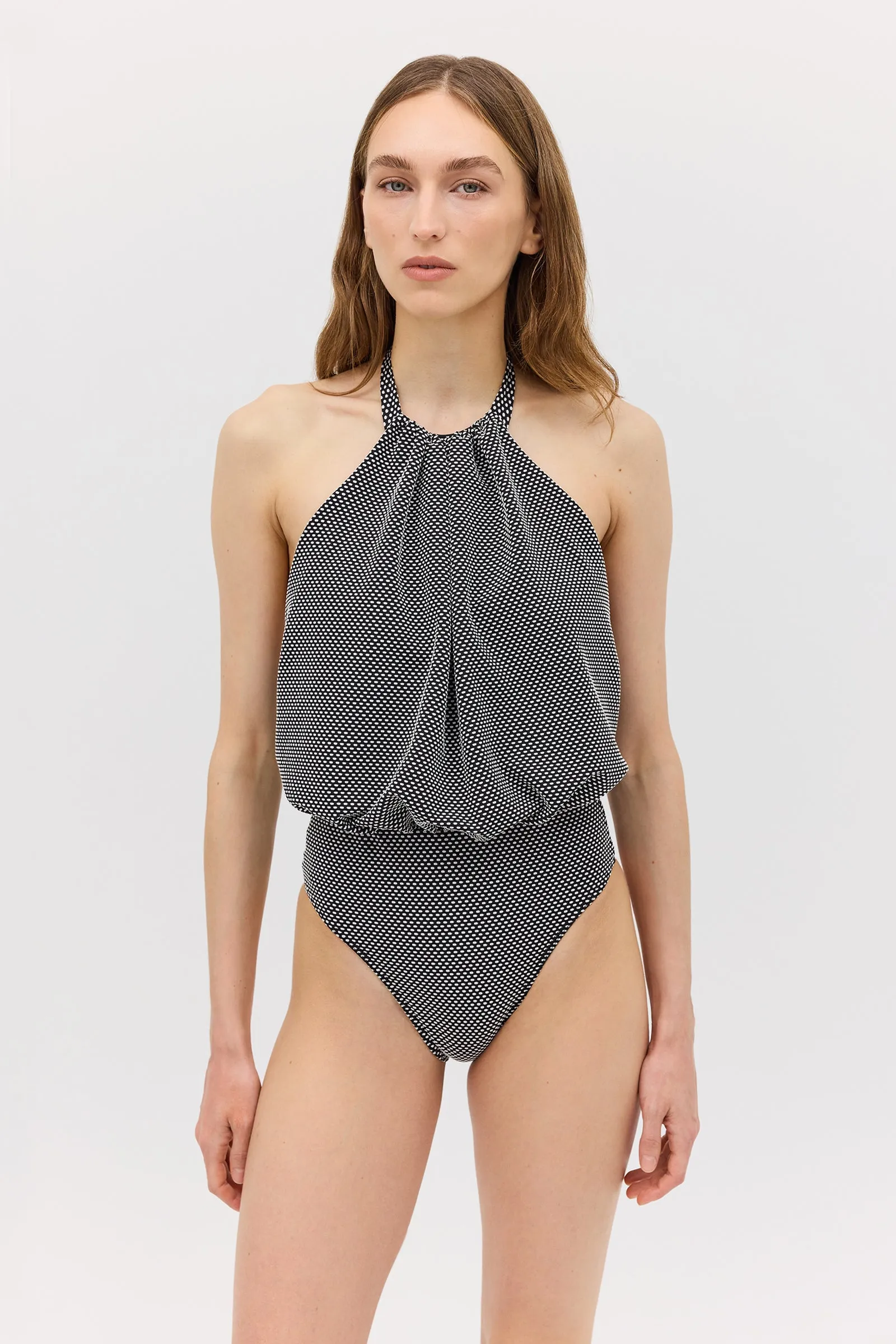 BLACK SPOT JACQUARD HAZEL ONE PIECE sold by Bianca Spender