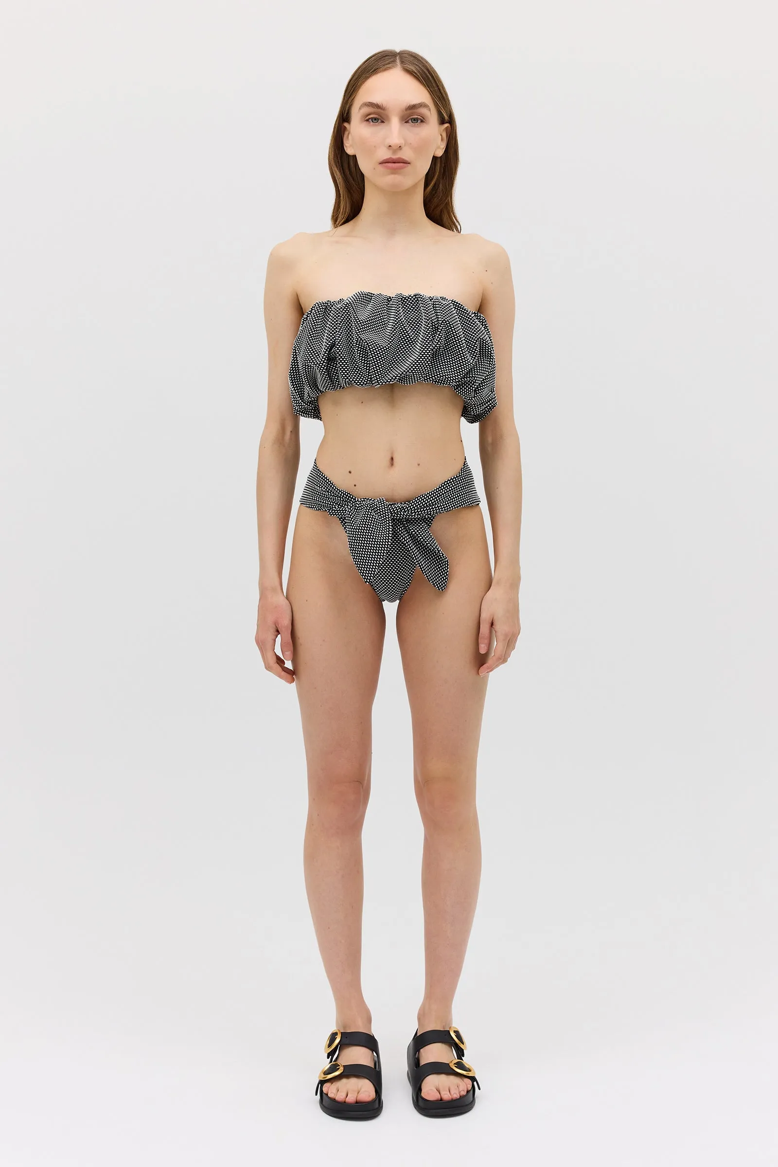 BLACK SPOT JACQUARD RISING SWIM BOTTOM sold by Bianca Spender