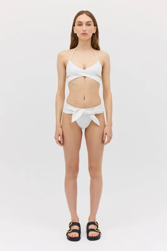 WHITE SPANDEX RISING SWIM BOTTOM sold by Bianca Spender