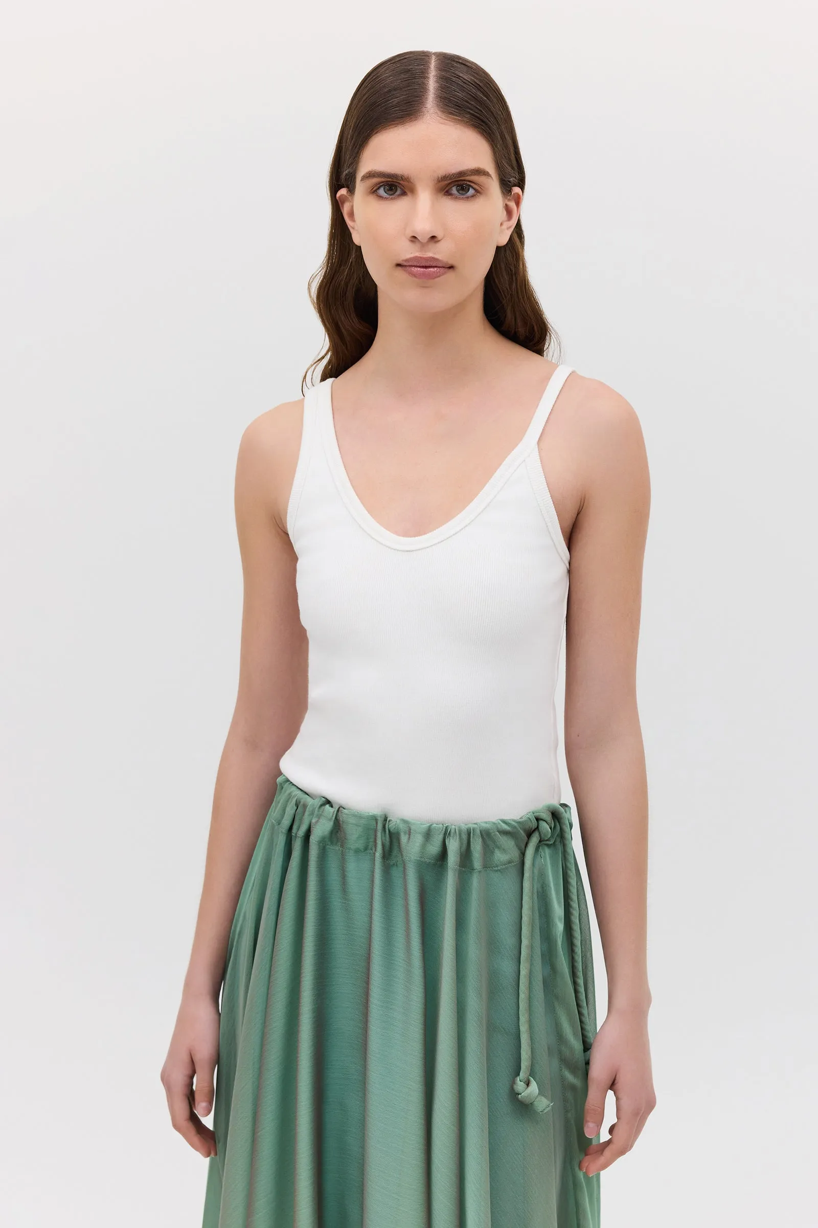 WHITE JERSEY PLUNGE TANK sold by Bianca Spender