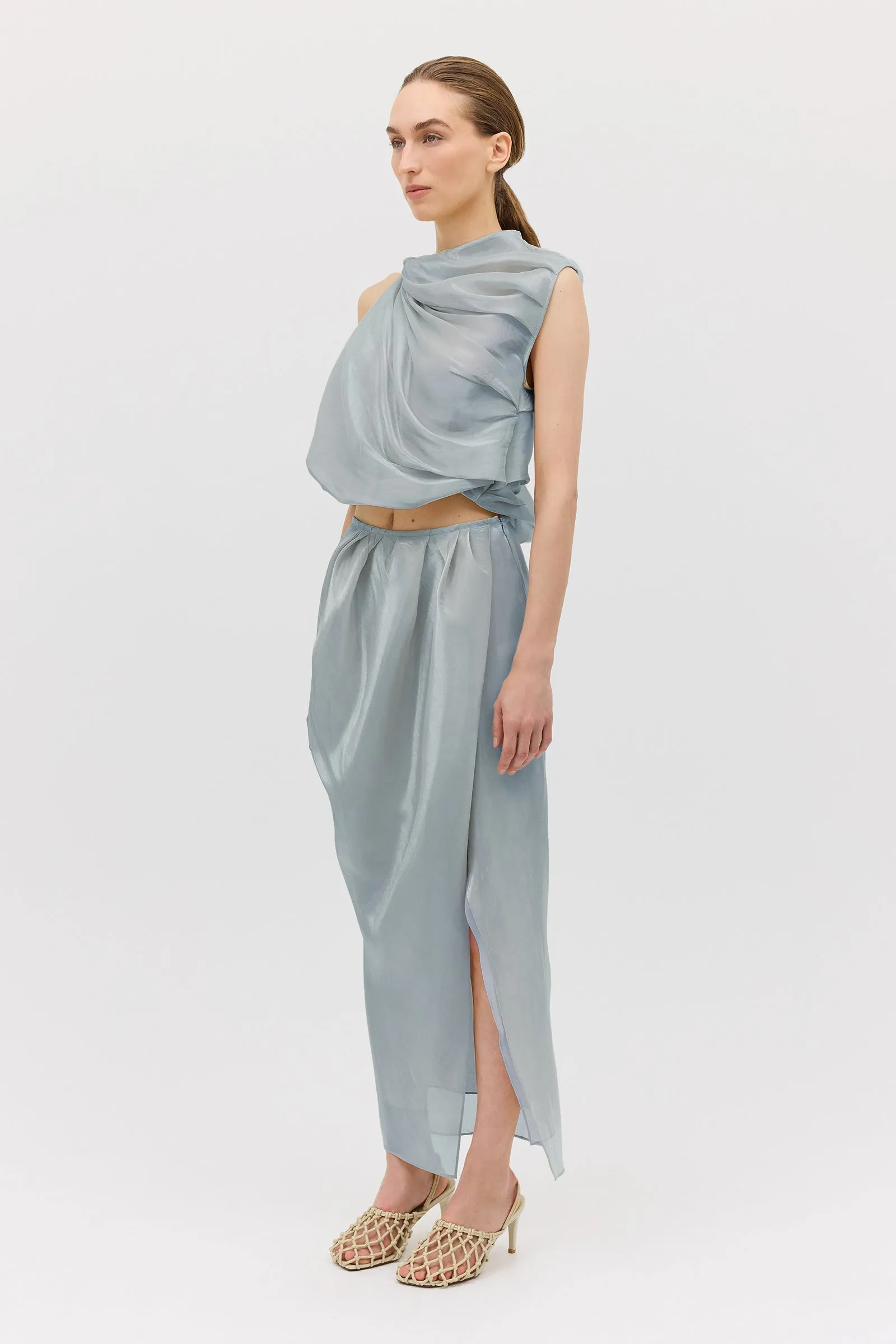 BLUE LIQUID ORGANZA TUMBLE TOP sold by Bianca Spender product image thumbnail 4