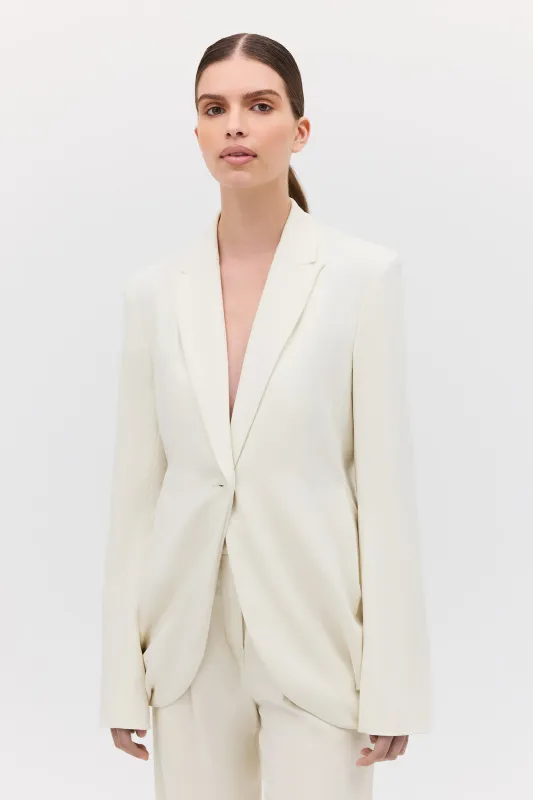 CREAM CREPE SUITING SURRENDER JACKET sold by Bianca Spender