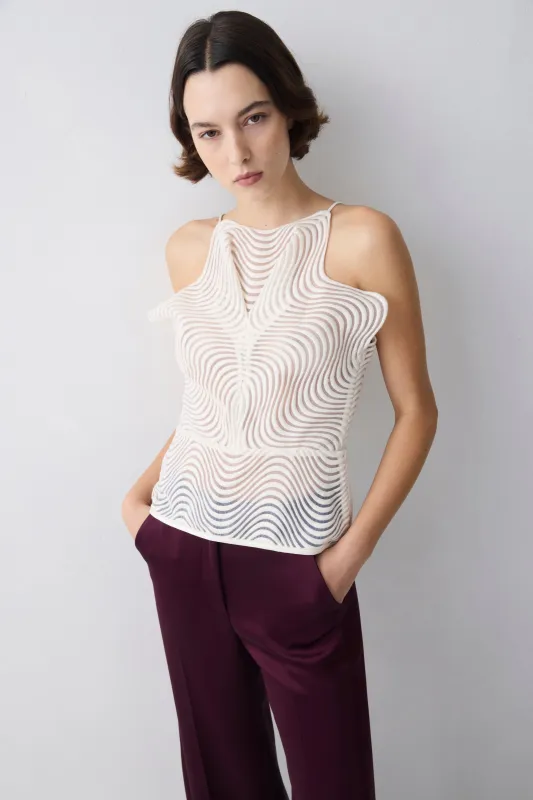 IVORY SCALLOPED LACE FLUX TOP made by Bianca Spender