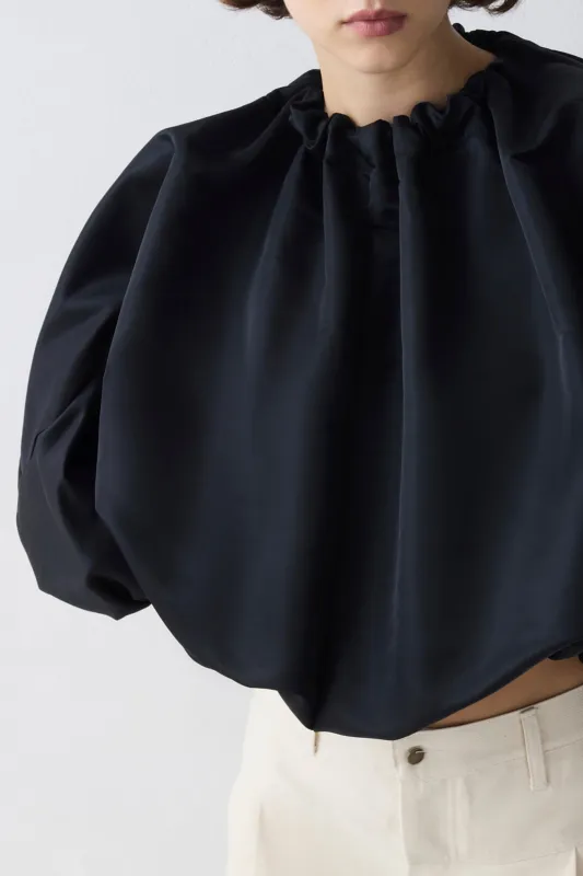 BLACK PARACHUTE SATIN HORIZON TOP made by Bianca Spender