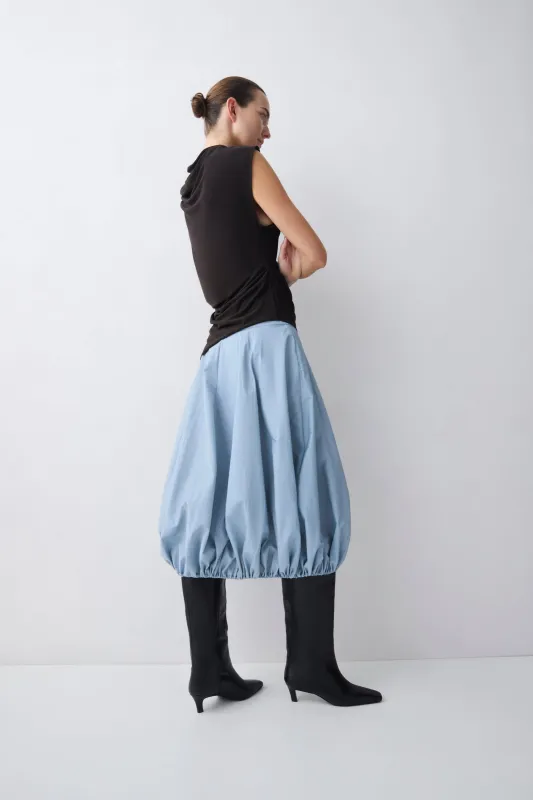STEEL TAFFETA HORIZON SKIRT made by Bianca Spender
