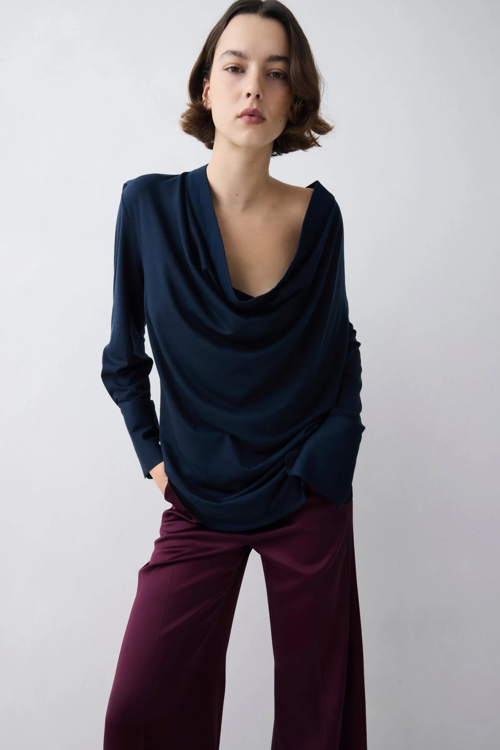 NAVY MERINO CASCADE TOP sold by Bianca Spender product image thumbnail 3