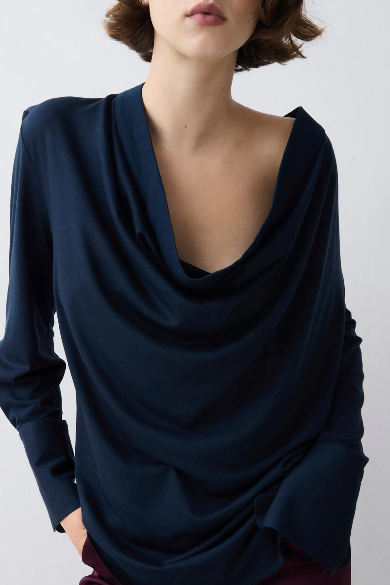 NAVY MERINO CASCADE TOP sold by Bianca Spender