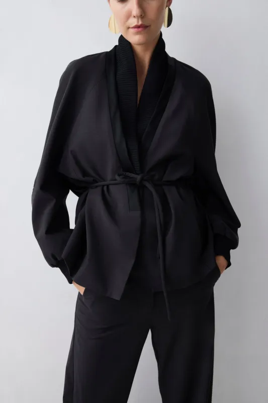 CHARCOAL WOOL SUITING AWAKEN BOMBER made by Bianca Spender