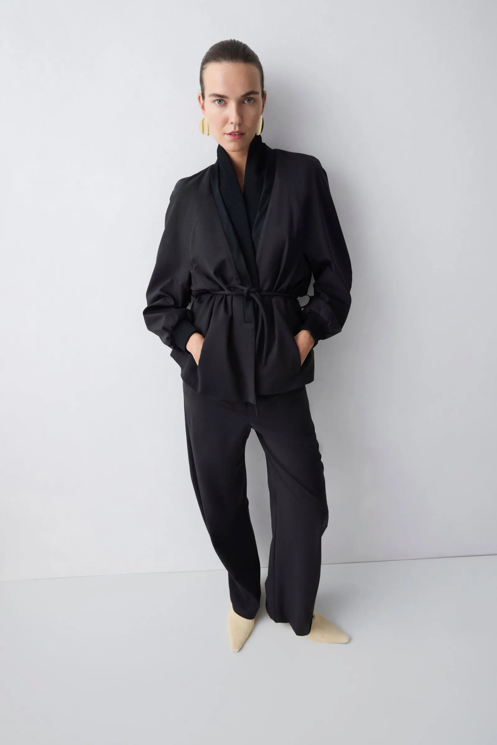 CHARCOAL WOOL SUITING AWAKEN BOMBER sold by Bianca Spender product image thumbnail 2