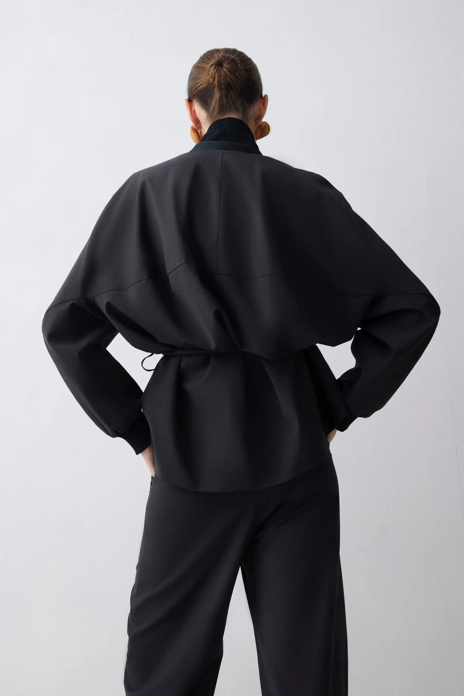 CHARCOAL WOOL SUITING AWAKEN BOMBER sold by Bianca Spender product image thumbnail 5