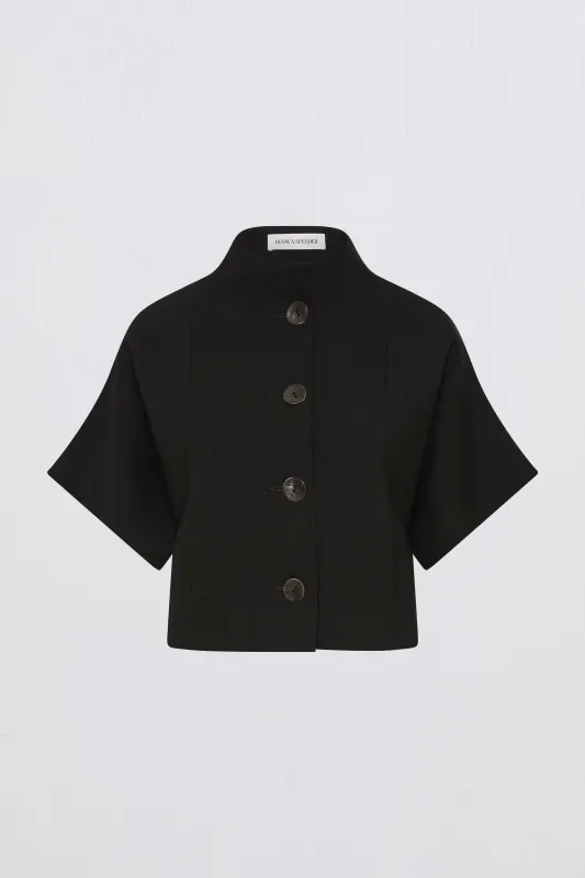 BLACK WOOL SUITING MUTUAL JACKET made by Bianca Spender