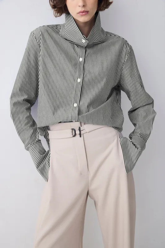 BLACK STRIPE COTTON RISE SHIRT made by Bianca Spender