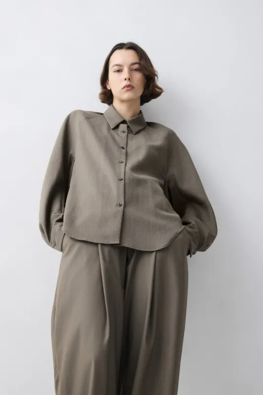 BRONZE WOOL SUITING EVOLVE SHIRT made by Bianca Spender