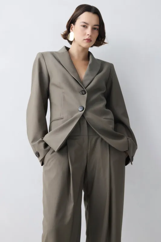 BRONZE WOOL SUITING ALCHEMY JACKET made by Bianca Spender