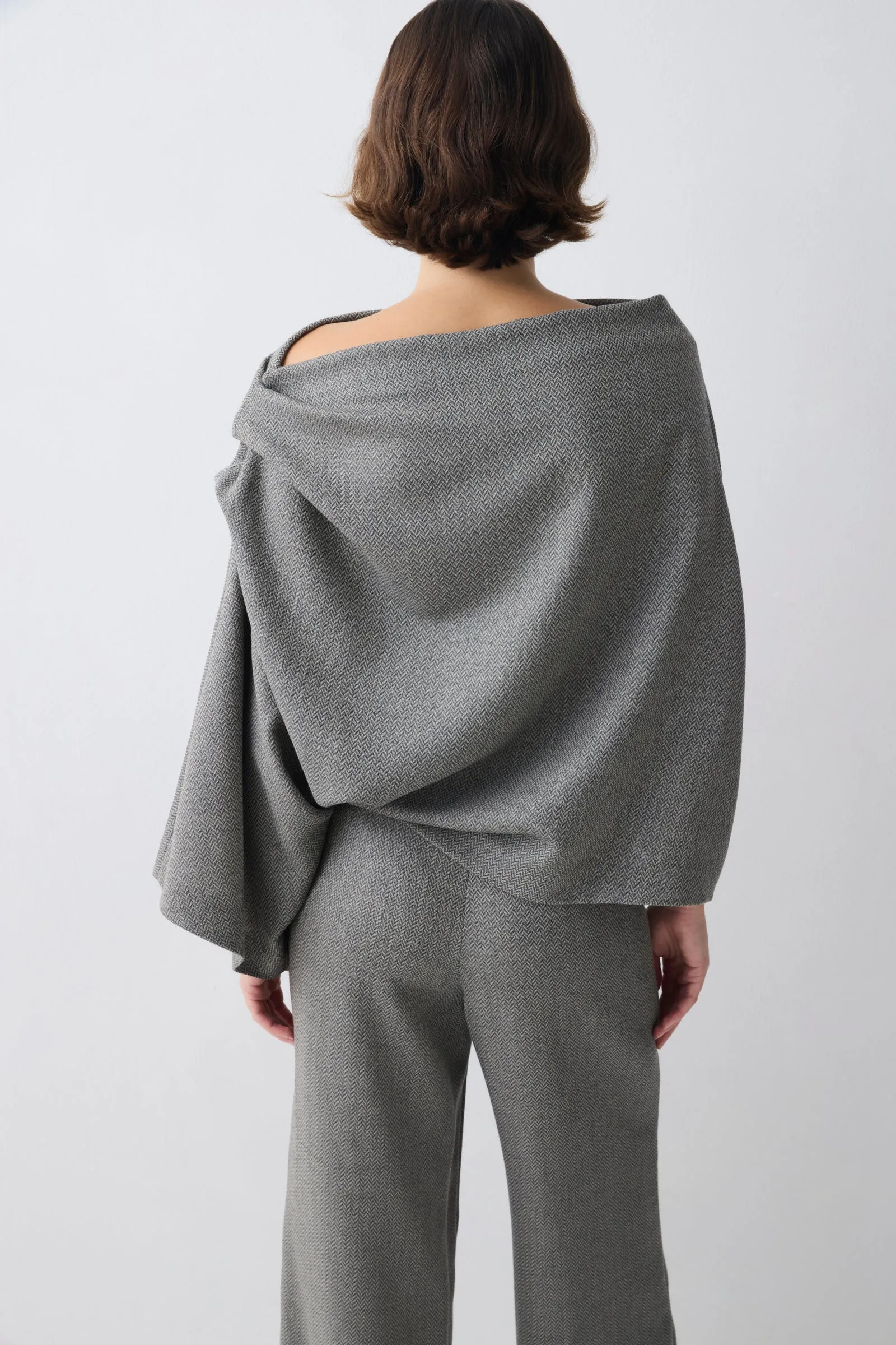 GREY HERRINGBONE WOOL SIGNAL TOP sold by Bianca Spender product image thumbnail 4