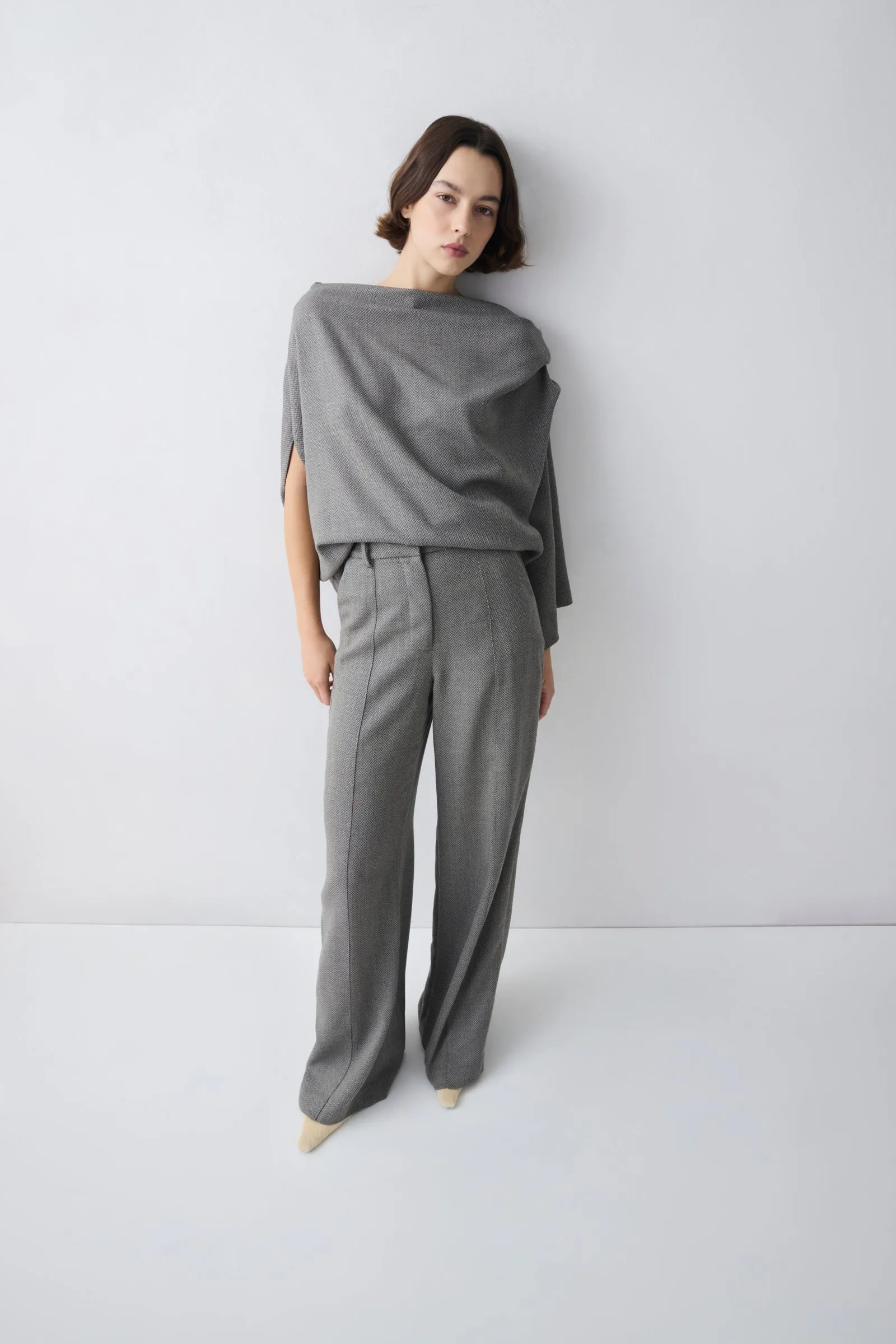 GREY HERRINGBONE WOOL SIGNAL TOP sold by Bianca Spender product image thumbnail 2