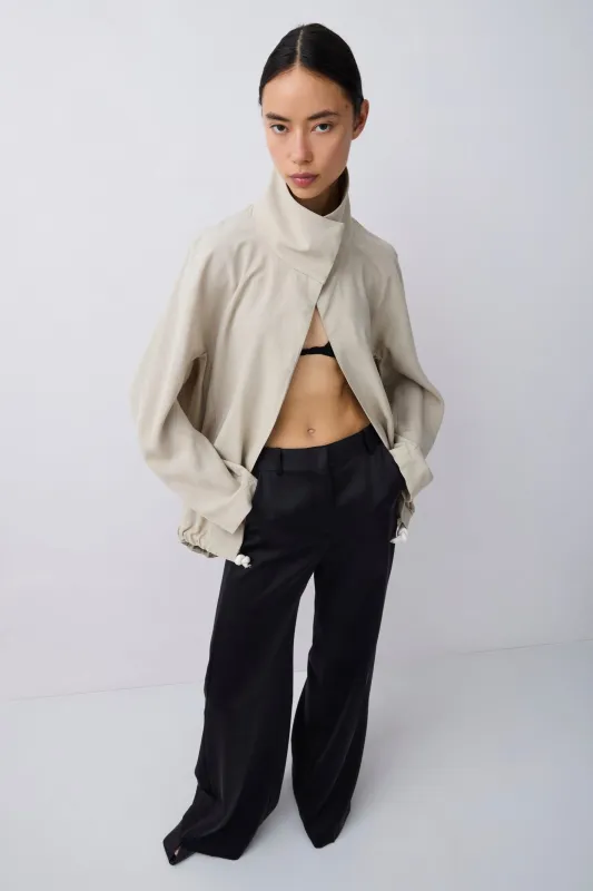 TAUPE SUITING DIVERGE JACKET made by Bianca Spender