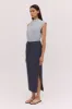 NAVY LINEN UNITY SKIRT sold by Bianca Spender