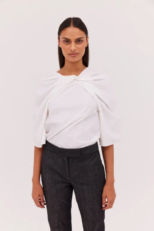 WHITE NYLON SATIN TEMPLATE T-SHIRT made by Bianca Spender