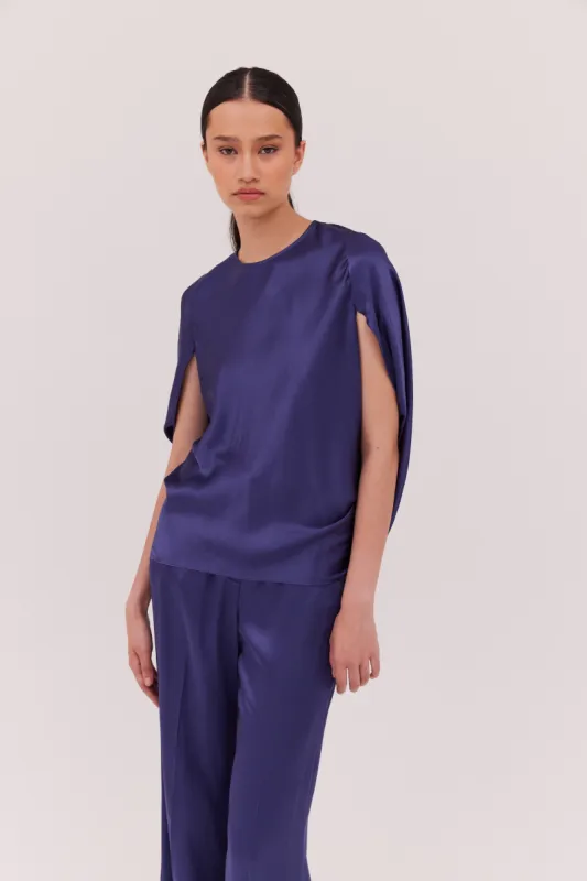 MIDNIGHT SATIN CRAWFORD TOP sold by Bianca Spender