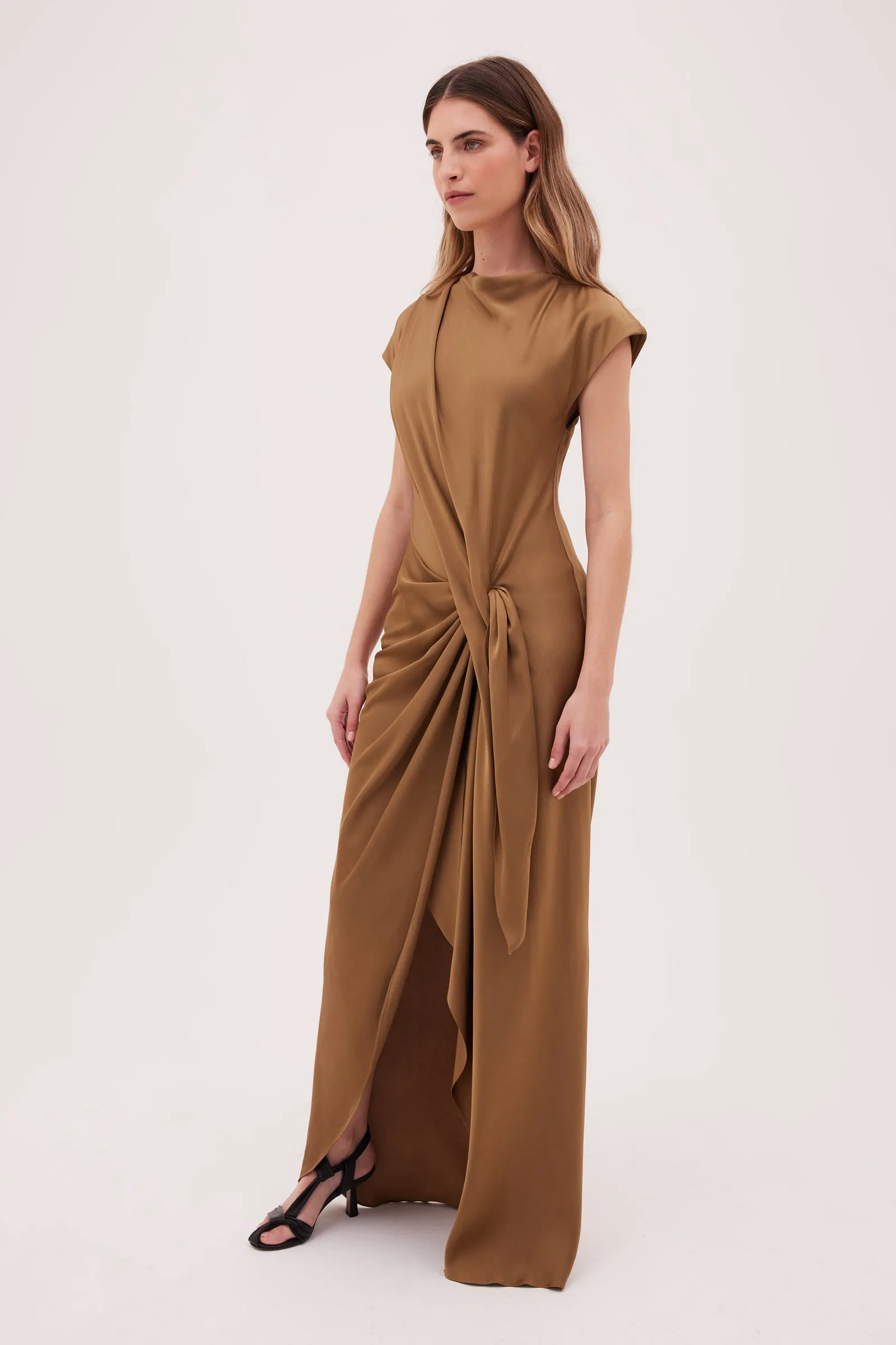 GOLD SATIN CREPE EVA DRESS sold by Bianca Spender product image thumbnail 3